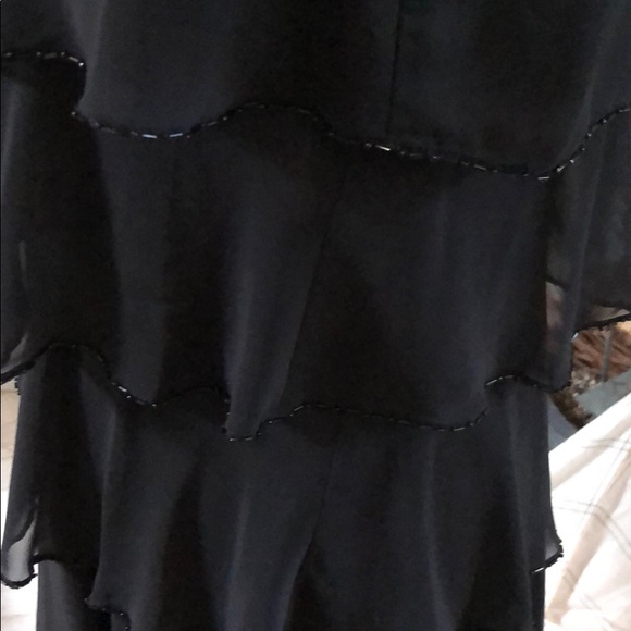 Patra Black silk layered tears dress with black beading. - Picture 3 of 8